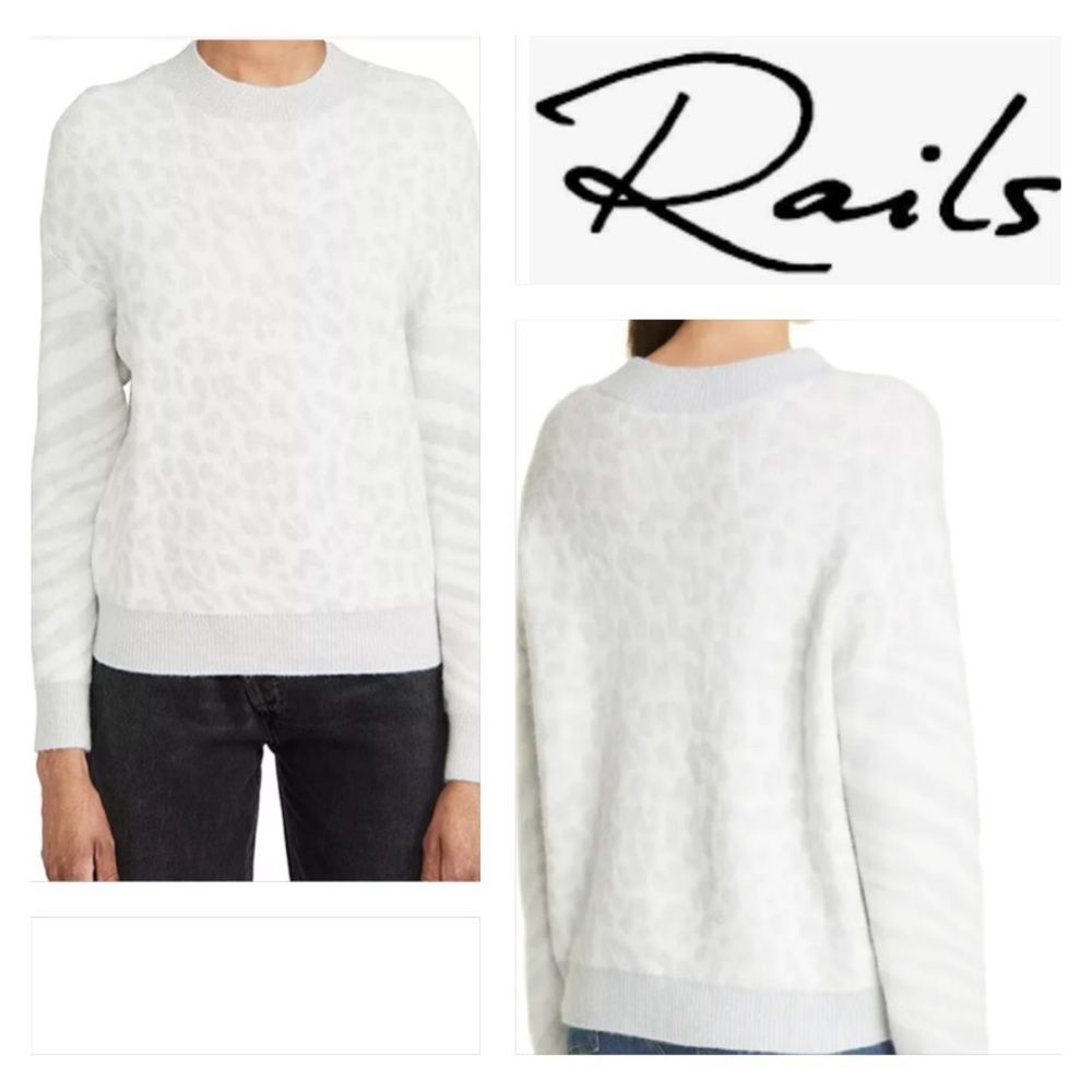 Rails Slouchy Sweater Leopard Titanium Spot Wool … - image 4